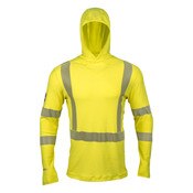 DragonWear Pro Dry Tech Hi-Vis LS Shirt w/ Hood in Hi-Vis Yellow